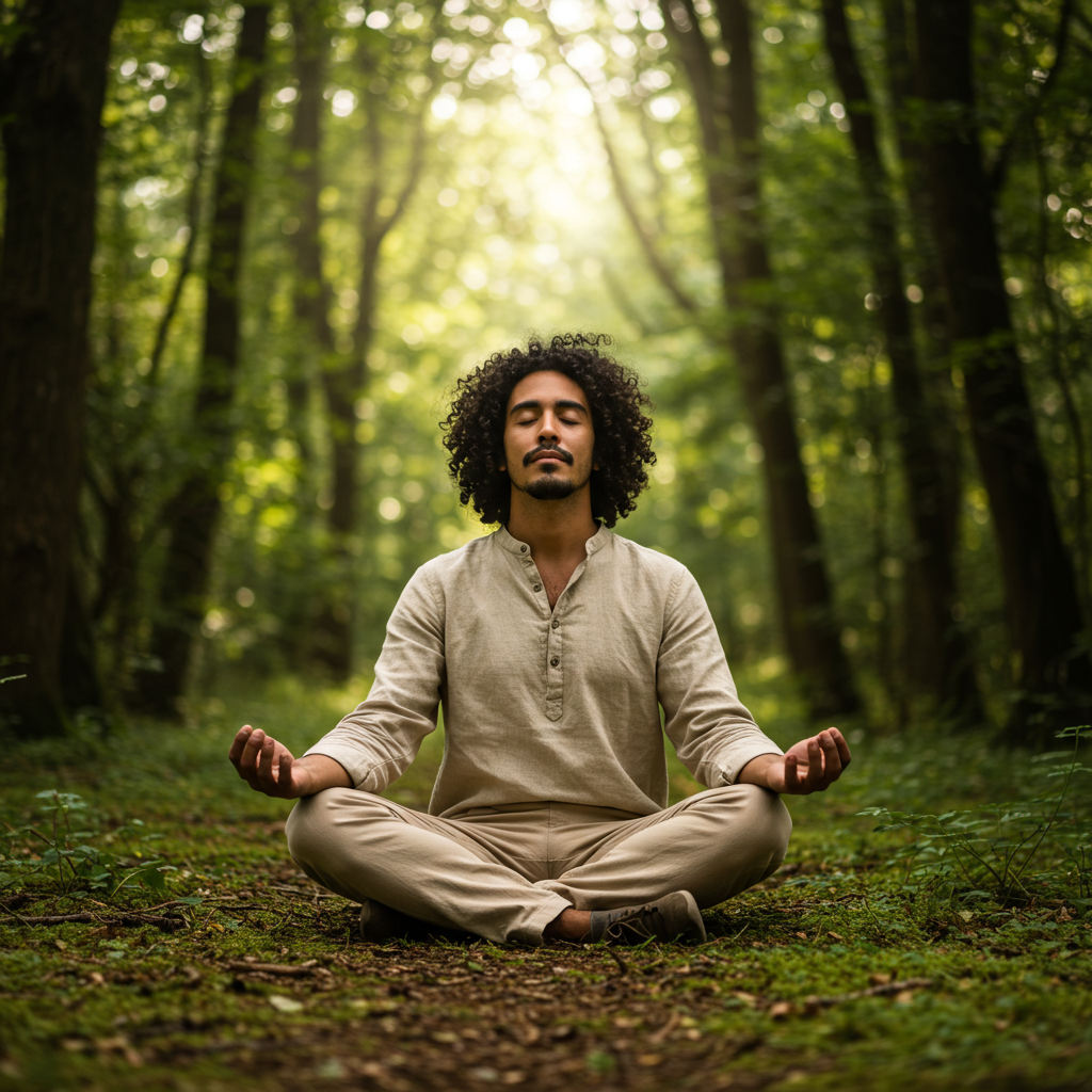 Man practicing mindfulness meditation to reduce ED-related anxiety