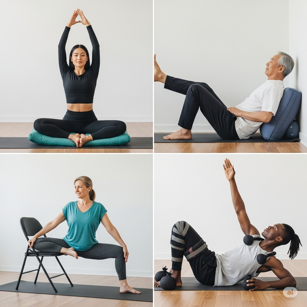 Safe yoga modifications for pelvic circulation and sexual function | Baddha Konasana, Viparita Karani, Utkata Konasana, Supta Baddha Konasana
