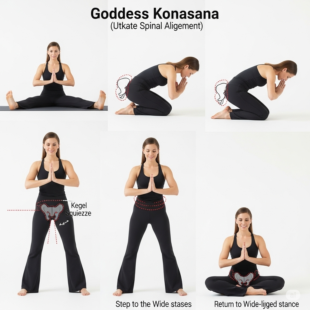 Utkata Konasana steps for pelvic tone and sexual vitality | Yoga for core engagement
